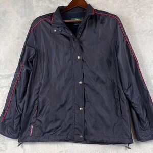 Vintage 90s Lauren Ralph Lauren Womens Track Jacket Windbreaker Navy Red M Polo